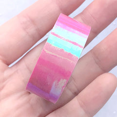 Clear Iridescent Tape | Rainbow Colored Adhesive Tape | Kawaii Art Supplies | Cute Scrapbook (1 piece / Pink / 1.5cm x 4 Meters)