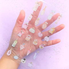 CLEARANCE Perfume Bottle Stickers | Eau de Toilette Clear Film | Fragrance Cologne Embellishments | Resin Inclusions | Scrapbook Supplies