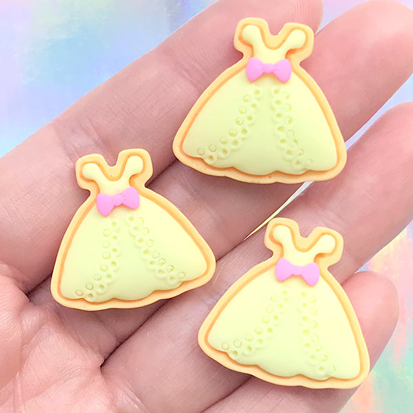 open lace back dress Miniature Sugar Cookie Cabochon in Princess Dress Shape | Dollhouse Sweets  Deco | Mini Food Craft