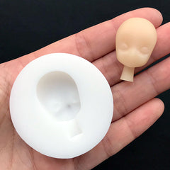 Doll Head with Neck Silicone Mold | Epoxy Resin Mould | Doll Face Mold | Resin Art Supplies (19mm x 31mm)