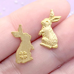 Easter Bunny Embellishments for UV Resin Art | Animal Rabbit Floating Charm | Kawaii Resin Inclusions (3 pcs / Gold / 10mm x 15mm)