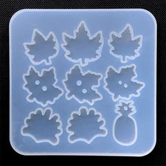 Maple Leaf Button Silicone Mold (9 Cavity) | Pineapple Charm Mold | Epoxy Resin Art | UV Resin Craft Supplies