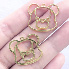 Bear Head Open Bezel for UV Resin Filling | Kawaii Animal Deco Frame | Resin Jewellery Supplies (2 pcs / Gold / 23mm x 21mm)