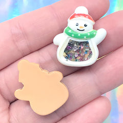 Shake Shake Snowman Cabochons | Christmas Shaker Charm | Xmas Embellishment (2 pcs / 21mm x 26mm)