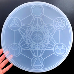 Metatron Cube Sacred Geometry Crystal Grid Silicone Mold for Resin Art | Large Magic Circle Mould | Chakras Healing Grid DIY (290mm)