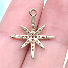 Rhinestone Polaris Charm | Sparkle Pole Star Pendant | Astronomy Jewelry DIY (1 piece / Gold / 18mm x 21mm)