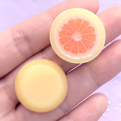 Grapefruit Cabochons | Fake Fruit Embellishments | Kawaii Decoden | Sweets Deco | Hair Bow Center (2 pcs / Yellow / 26mm)