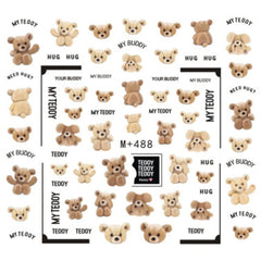Brown Bear Decal Stickers | Animal Plush Toy Water Transfer Sheet | Kawaii Embellishments for Resin Art | Cute Nail Design