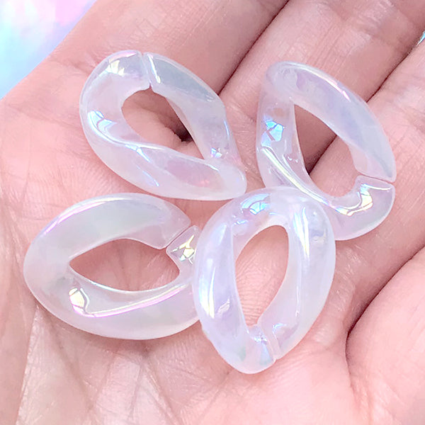 20pcs Iridescent Clear White Oval Acrylic Chain Links, Top Quality Plastic  Chain Links, Open Link per
