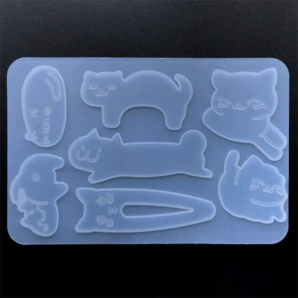 Maneki Neko Silicone Mold Assortment (8 Cavity), Small Lucky Cat Mold, MiniatureSweet, Kawaii Resin Crafts, Decoden Cabochons Supplies