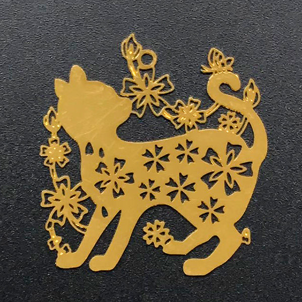 Sakura Kitty Metal Bookmark Charm | Kawaii Cat with Cherry Blossom Deco Frame for UV Resin Filling | Resin Art Supplies (1 piece / 30mm x 32mm)