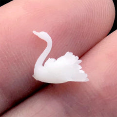 Miniature Animal Embellishment for Resin Art | Dollhouse Swan | 3D Animal Resin Inclusion | Resin Jewelry Making (2 pcs / 9mm x 8mm)