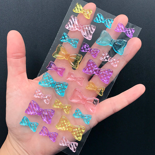 3D Bow Stickers, Cute Ribbon Sticker, Kawaii Deco Sticker, Cute Dec, MiniatureSweet, Kawaii Resin Crafts, Decoden Cabochons Supplies