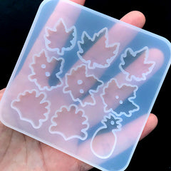 Maple Leaf Button Silicone Mold (9 Cavity) | Pineapple Charm Mold | Epoxy Resin Art | UV Resin Craft Supplies