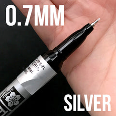 0.7mm Extra Fine Point Sakura Pen-Touch Permanent Paint Marker | Metallic Silver Oil Based Marker (0.7mm / Silver)