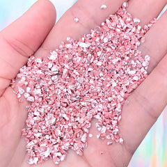 Crushed Glass Stone Glitter | Irregular Chunky Flakes | Resin Filling Materials | Resin Jewelry DIY (Metallic Pink / 10 grams)