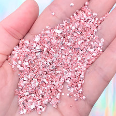 Crushed Glass Stone Glitter | Irregular Chunky Flakes | Resin Filling Materials | Resin Jewelry DIY (Metallic Pink / 10 grams)