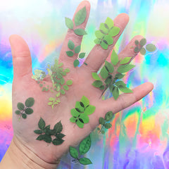 Green Leaves Sticker | Realistic Leaves Embellishments for Resin Craft | Floral Resin Inclusions for Resin Jewelry DIY