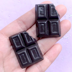 Dark Chocolate Bar Cabochons | Fake Chocolate Embellishment | Kawaii Decoden Phone Case | Sweets Deco (2 pcs / Dark Brown / 27mm x 37mm)