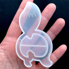 Animal Butt Resin Shaker Charm Mold | Fox Butt Silicone Mold | Kawaii Decoden Supplies | Resin Art (45mm x 81mm)