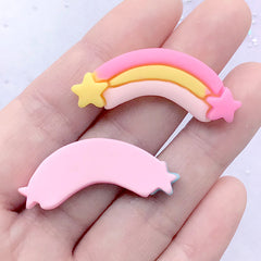 Kawaii Rainbow and Star Resin Cabochons | Pastel Kei Jewelry DIY | Decoden Embellishments (6 pcs / Mix / 37mm x 15mm)