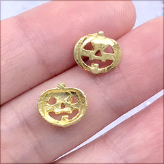 Mini Halloween Pumpkin Metal Embellishments | Resin Shaker Bits | Resin Inclusions | UV Resin Craft Supplies (4 pcs / Gold / 10mm x 9mm)