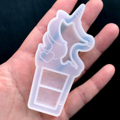 Unicorn Ice Cream Shaker Silicone Mold | Kawaii Resin Shaker Charm Making | Sweet Deco | Resin Jewelry DIY (38mm x 85mm)