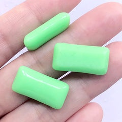 Actual Size Chewing Gum Cabochons | Faux Food Jewellery Making | Fake Candy Embellishments (3 pcs / Green / 11mm x 21mm)