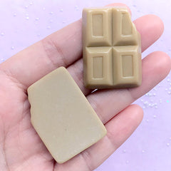 Bitten Chocolate Bar Cabochon | Faux Chocolate Embellishments | Kawaii Phone Case Decoden | Sweet Deco (2 pcs / Light Brown / 27mm x 37mm)