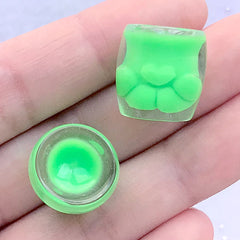 Miniature Paw Coffee Cup Cabochon | 3D Dollhouse Drink | Kawaii Resin Cabochons | Sweets Deco Supplies (2 pcs / Green / 16mm x 16mm)