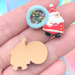 Santa Claus Shaker Cabochons | Shake Shake Christmas Ornaments | Xmas Embellishment (2 pcs / 25mm x 21mm)