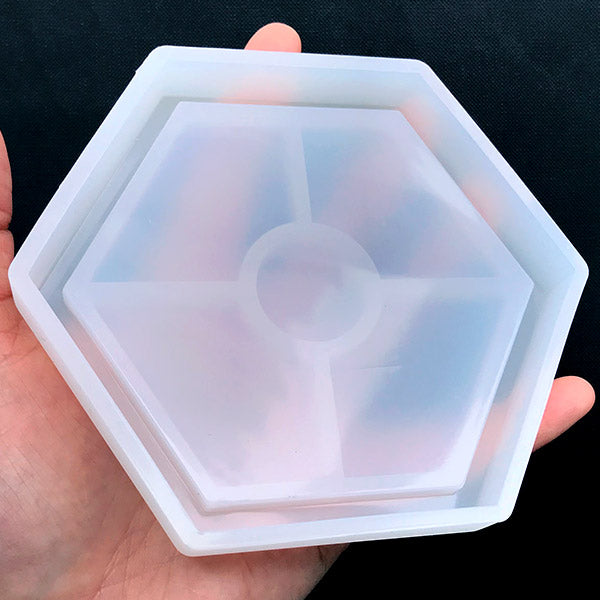 Hexagon Trinket Dish Silicone Mold, Geometric Tray Mould, Personalis, MiniatureSweet, Kawaii Resin Crafts, Decoden Cabochons Supplies
