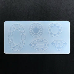 Gemstone Silicone Mold (5 Cavity) | Diamond Rhinestone Mold | Clear Soft Mould for UV Resin | Epoxy Resin Mold Supplies