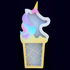 Unicorn Ice Cream Shaker Silicone Mold | Kawaii Resin Shaker Charm Making | Sweet Deco | Resin Jewelry DIY (38mm x 85mm)