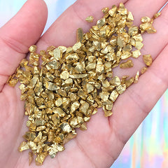 Faux Gold Nuggets | Fake Geode Crystals | Irregular Glass Crushed Stones | Miniature Gold Nugget | Resin Agate Coaster DIY (Gold / 5 to 8mm / 10 grams)