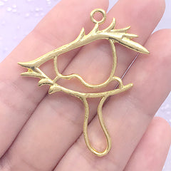 Eye with Tear Open Bezel Charm | Deco Frame for UV Resin Filling | UV Resin Jewelry Supplies (1 piece / Gold / 38mm x 42mm)