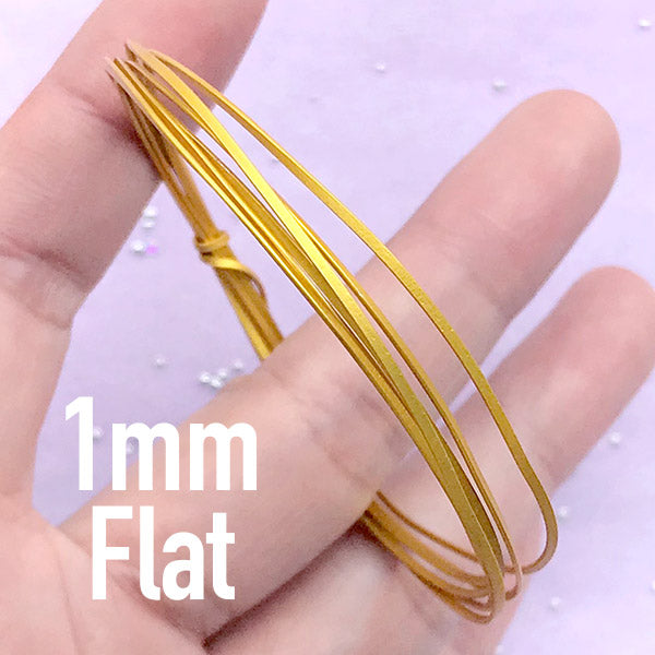 1mm Flat Wire for Open Bezel Making | DIY Your Own Deco Frame | UV Resin Jewellery Supplies (1 Meter / Gold)