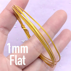 1mm Flat Wire for Open Bezel Making | DIY Your Own Deco Frame | UV Resin Jewellery Supplies (1 Meter / Gold)