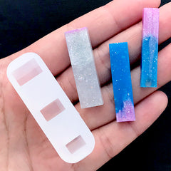 Rectangular Bar Silicone Mold (3 Cavity) | Rectangle Quartz Bar Mold | Resin Pendant Making | UV Resin Mould | Epoxy Resin Jewelry Supplies