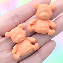 Bear Cabochons | Animal Resin Embellishments | Kawaii Decoden Supplies (2 pcs / Orange / 28mm x 30mm)