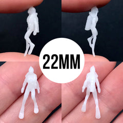3D Female Diver Figurine for Miniature Resin Ocean World Making | Resin Inclusion for Resin Diorama DIY (1 piece / 22mm or 31mm)