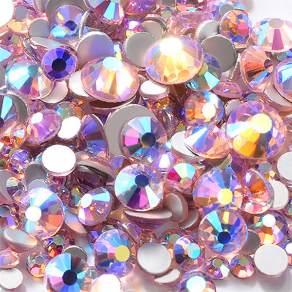 AB Pink Glass Rhinestones | Aurora Borealis Rhinestones | Round Flatback  Faceted Crystal | Kawaii Craft Supplies (AB Light Pink / SS4 to SS20 /  Around