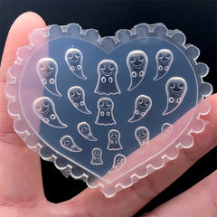 Kawaii Mini Ghost Silicone Mold (17 Cavity) | Creepy Cute Embellishment Mould for Halloween Craft | Resin Shaker Charm Bits DIY