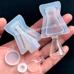 3D Dollhouse Potion Bottle with Cork Silicone Mold (Hollow Inside) | Miniature Erlenmeyer Flask Making | Magic Bottle DIY (23mm x 36mm)