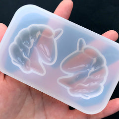 Kawaii Unicorn Silicone Mold (2 Cavity) | Magical Girl Decoden Cabochon Mould | Resin Craft Supplies (39mm x 45mm)