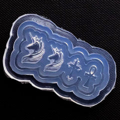 Unicorn and Cross Silicone Mold (4 Cavity) | Kawaii UV Resin Art Supplies | Mini Embellishment Mold (11mm to 15mm)