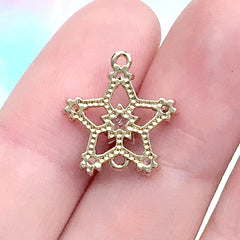 Bling Bling Rhinestone Star Connector Charm Link | Kawaii Dainty Jewellery DIY (1 piece / Gold / 15mm x 15mm)
