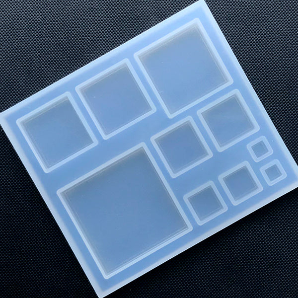 Assorted Square Silicone Mold (10 Cavity) Geometry Mold Clear Soft