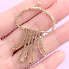 Jellyfish Open Bezel for UV Resin Filling | Sea Jelly Charm | Kawaii Marine Life Deco Frame | Resin Jewellery DIY (1 piece / Gold / 33mm x 50mm)