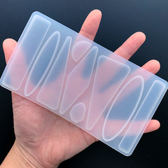 Assorted Geometric Hair Clip Silicone Mold (9 Cavity) | Triangle Rectangle Bar Oval Rhombic Mould | Geometry Jewelry DIY